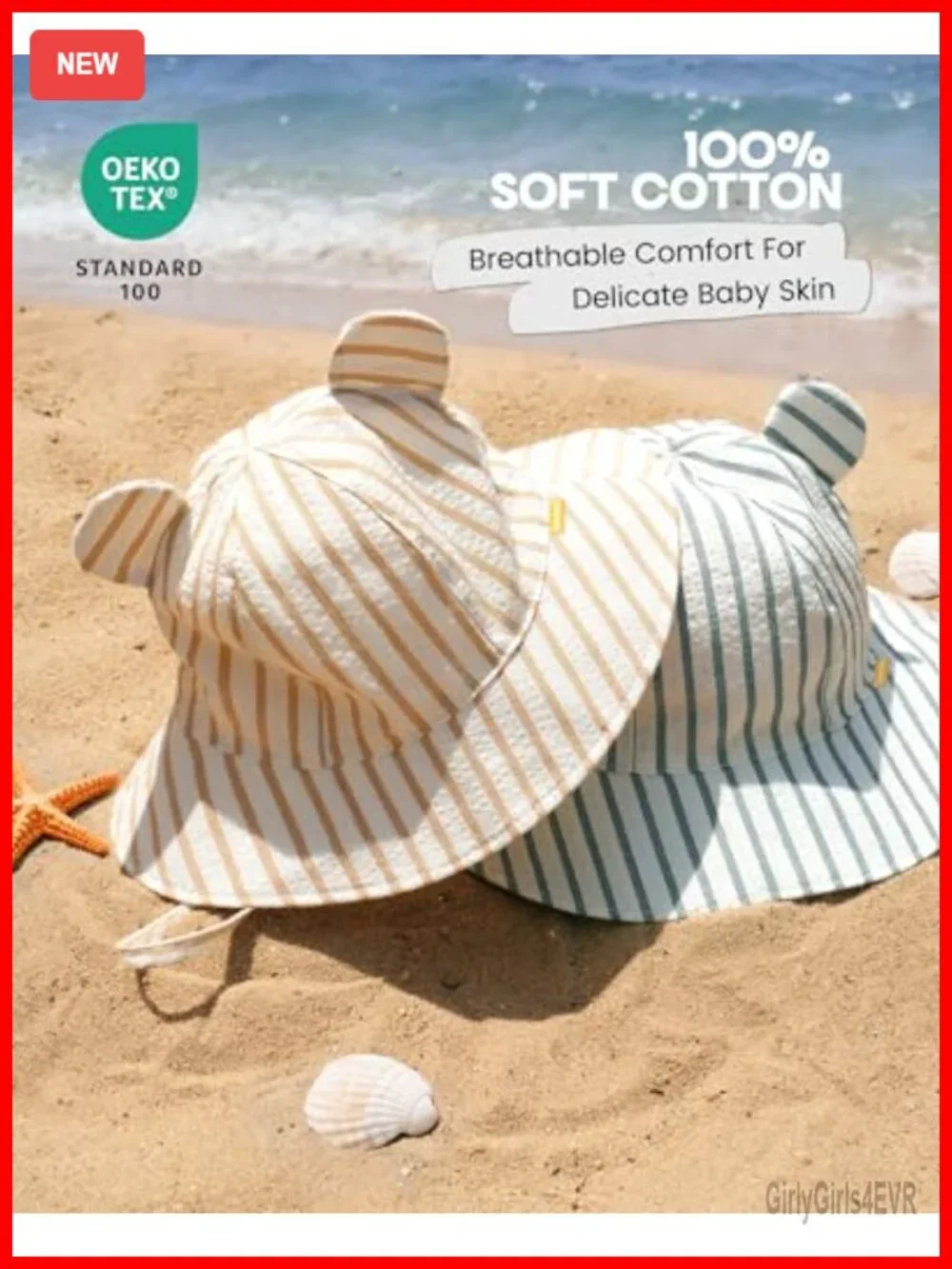 UPF 50+ Baby Sun Hat Bucket Hat with Wide Brim Cotton